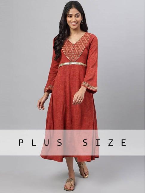 aurelia red embroidered a-line dress