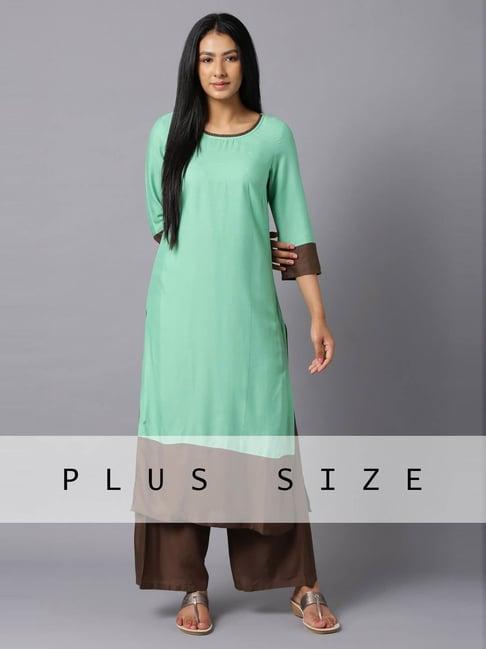 aurelia green & brown kurta palazzo set