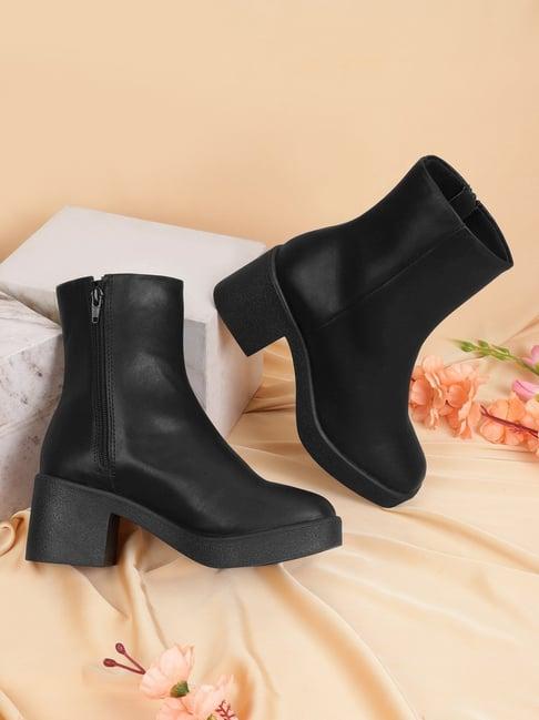 truffle collection women's jet black casual booties