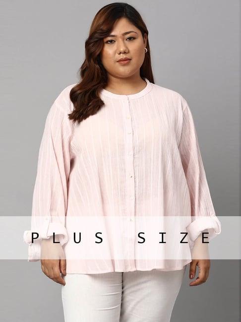 w pink self pattern top