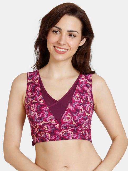 zivame purple printed full coverage double layered bra