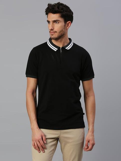 dennis lingo black regular fit polo t-shirt