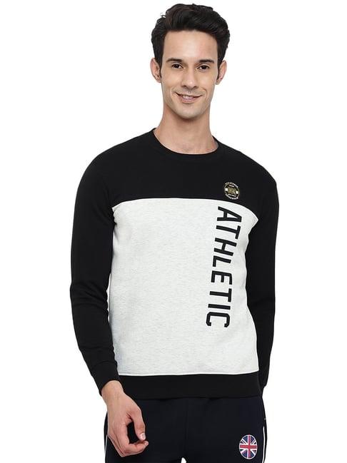 cantabil black regular fit printed sweatshirt