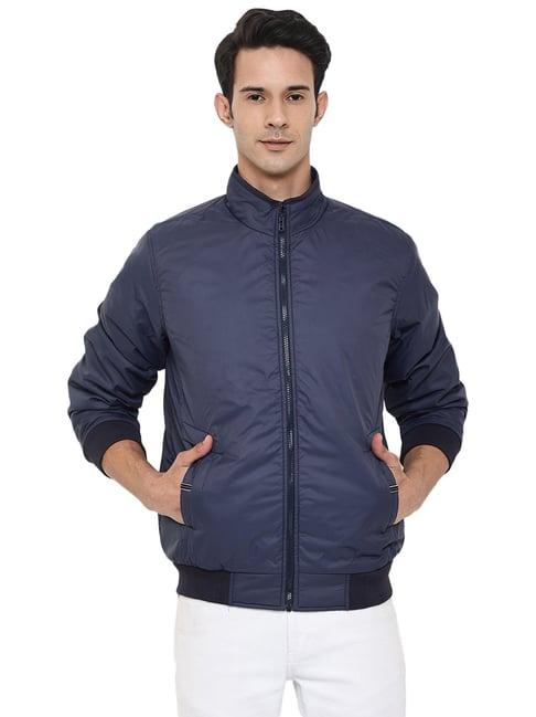 cantabil navy regular fit high neck jacket