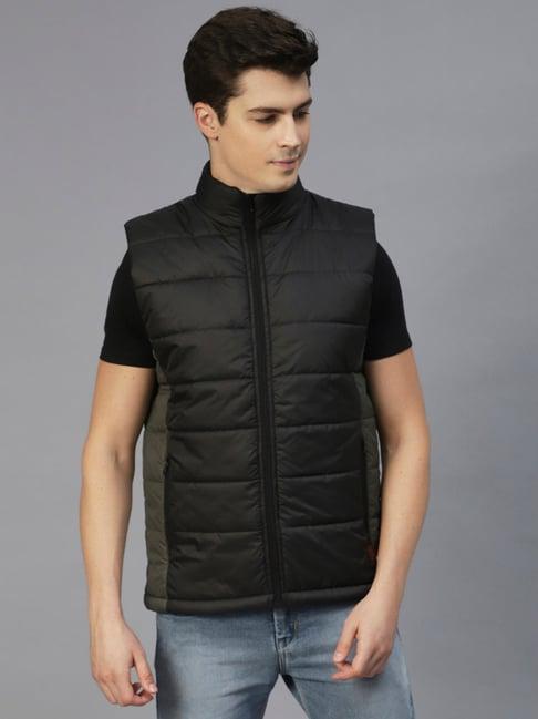 rigo black regular fit puffer jacket