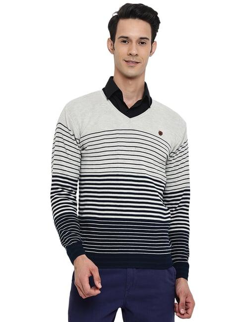 cantabil multicolor regular fit striped sweater