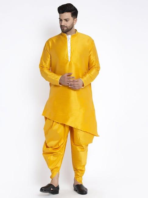 benstoke mustard regular fit kurta set