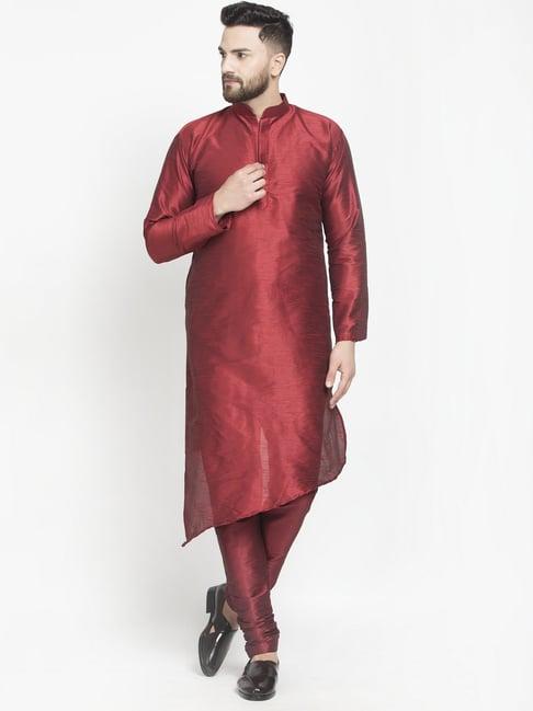 benstoke maroon regular fit kurta set