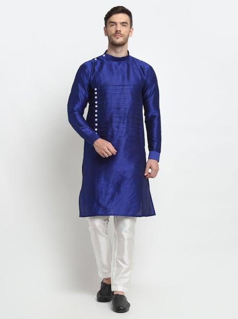 benstoke royal blue regular fit kurta set