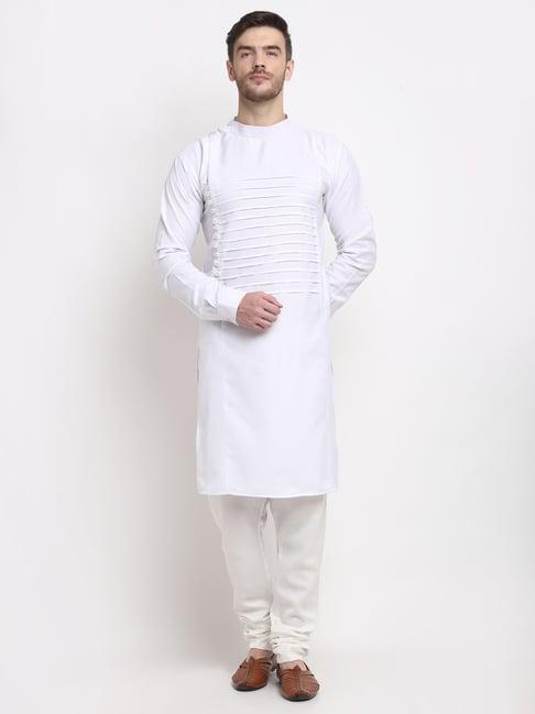 benstoke white cotton regular fit kurta set