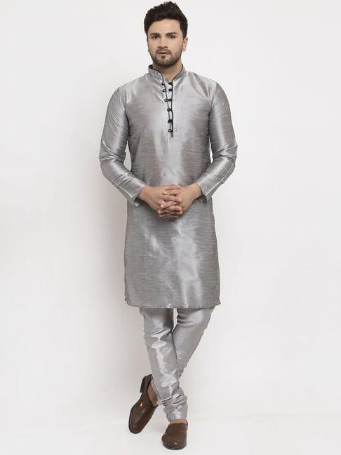 benstoke grey regular fit kurta set