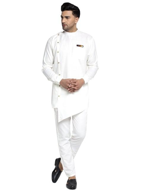 benstoke white cotton regular fit kurta set