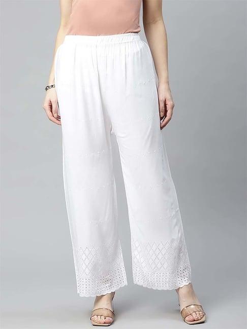 rang gali white embroidered palazzos