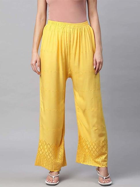 rang gali yellow embroidered palazzos