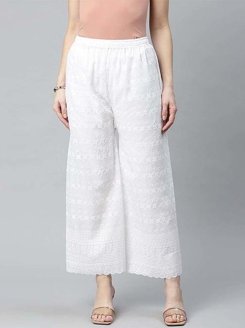 rang gali white embroidered palazzos