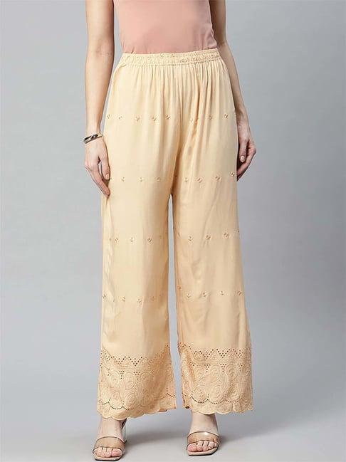 rang gali beige embroidered palazzos