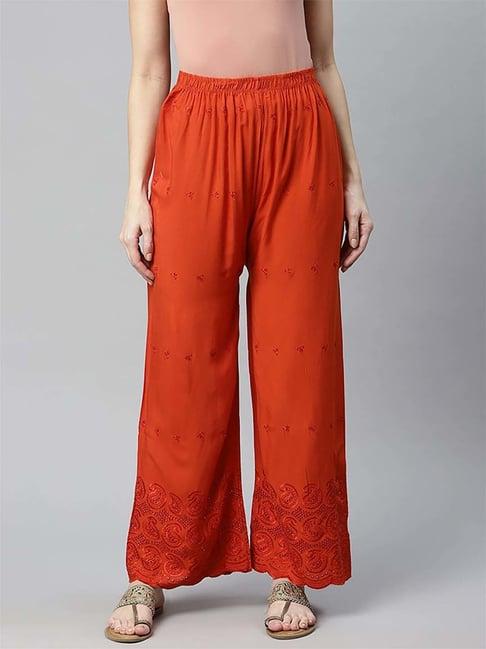 rang gali orange embroidered palazzos