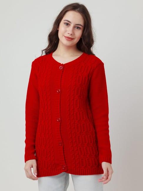 zink london red full sleeves cardigan