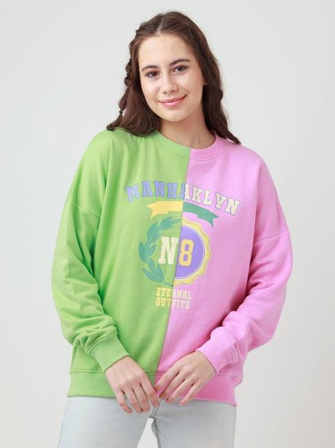 zink z pink & green graphic print sweatshirt