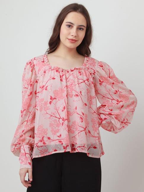 zink london pink floral print top