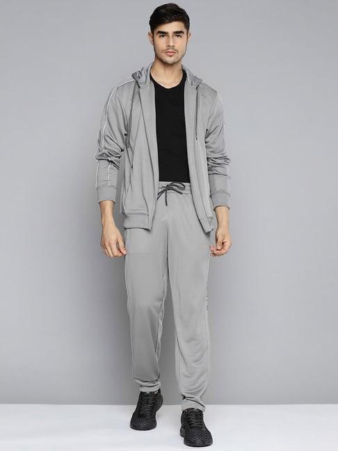 alcis grey slim fit printed tracksuits