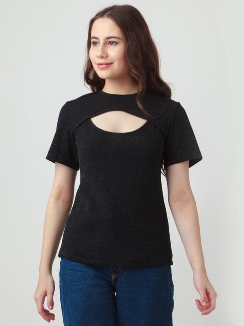 zink london black textured top