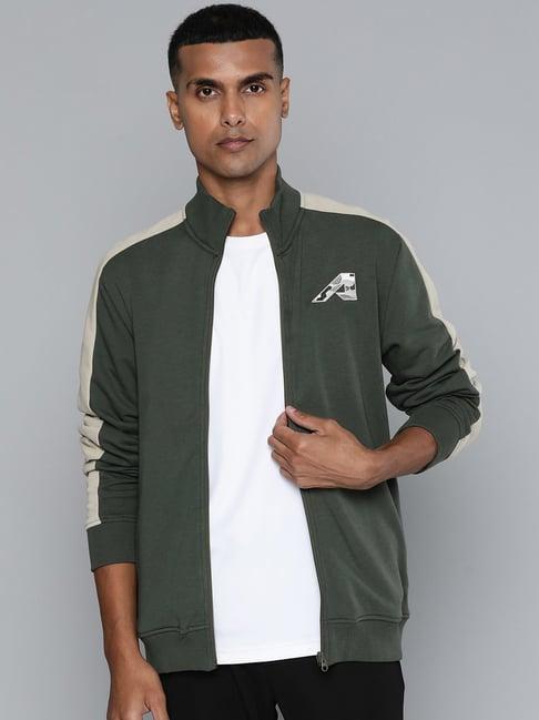 alcis green regular fit self pattern sports jacket