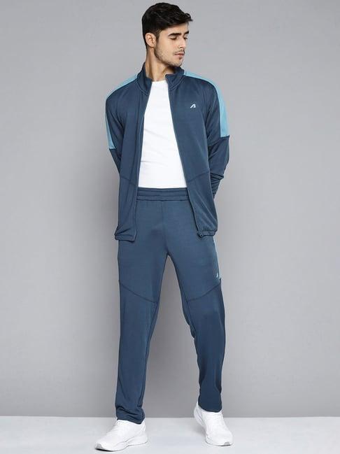 alcis blue slim fit self pattern tracksuits