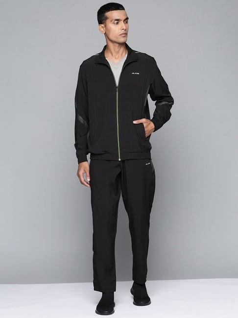 alcis black slim fit colour block tracksuits