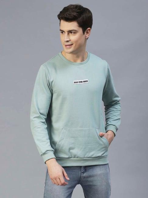 rigo green round neck regular fit sweatshirt