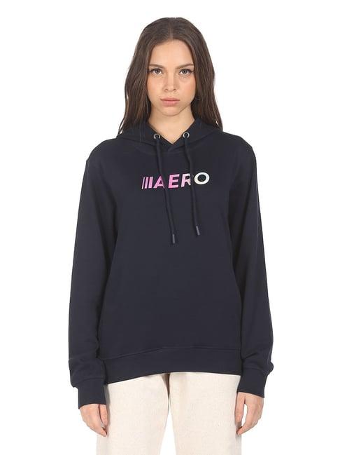 aeropostale navy cotton printed hoodie