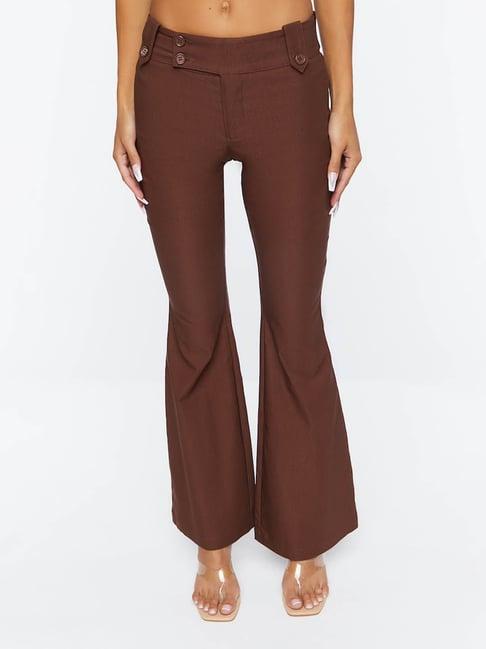 forever 21 brown regular fit mid rise pants