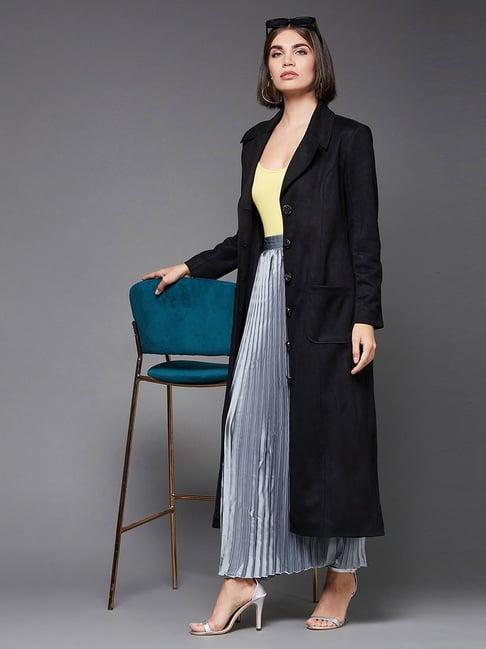 miss chase black relaxed fit longline coat