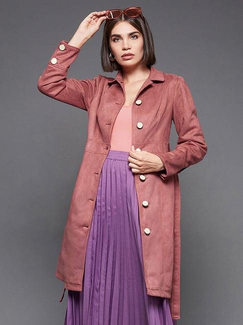 miss chase peach relaxed fit longline coat