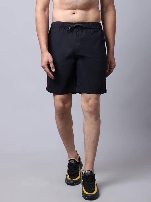 cantabil black cotton regular fit shorts