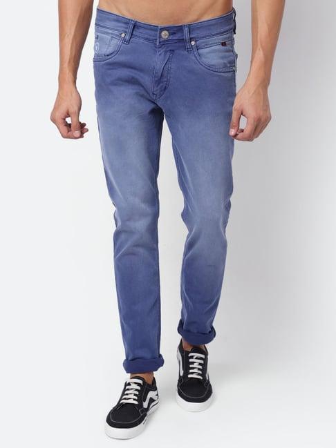 cantabil purple cotton regular fit jeans