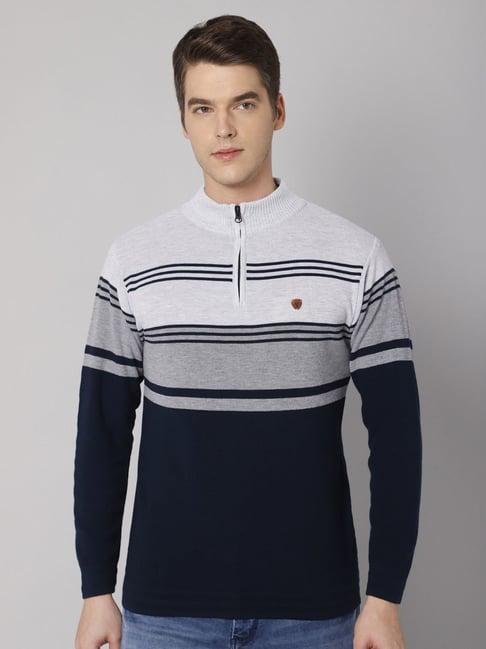 cantabil multi regular fit striped sweater