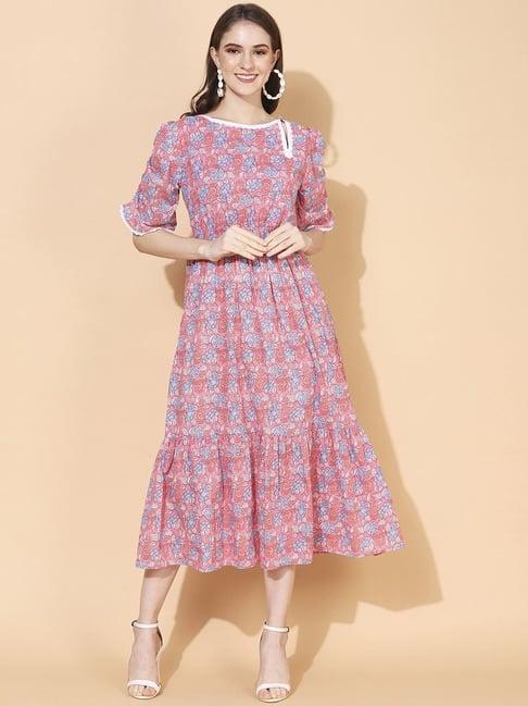 fashor pink printed a-line dress