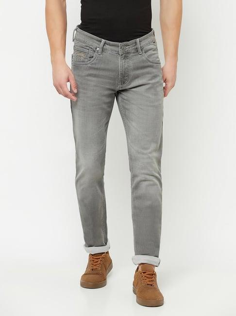 cantabil grey cotton regular fit jeans