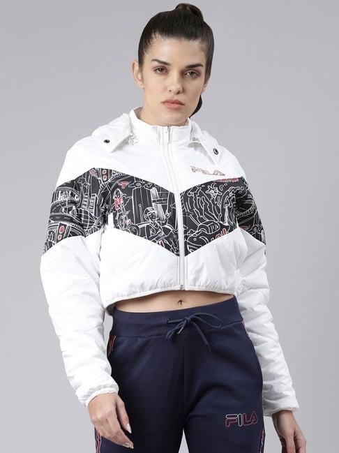 fila junnet white & black printed sports jacket