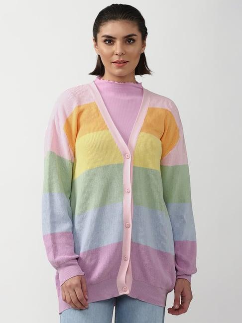 forever 21 multicolor cotton color-block cardigans