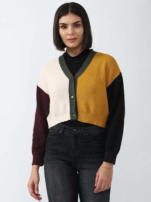 forever 21 multicolor cotton color-block cardigans