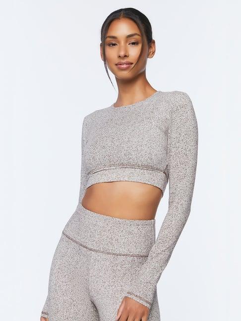 forever 21 grey cotton textured crop top