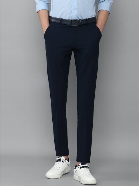 louis philippe sport navy blue slim fit trousers