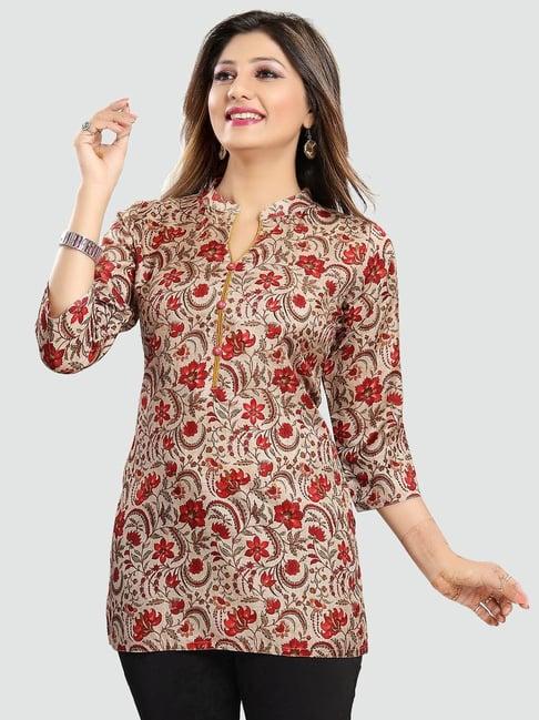 saree swarg beige printed tunic