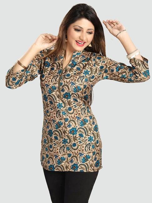 saree swarg beige printed tunic