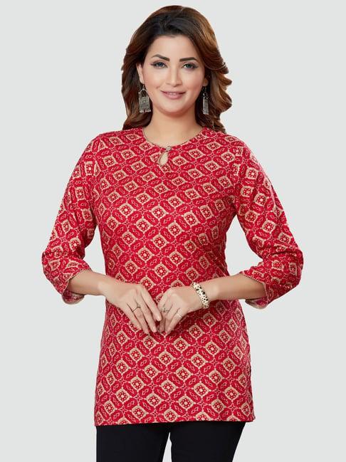 saree swarg red printed tunic