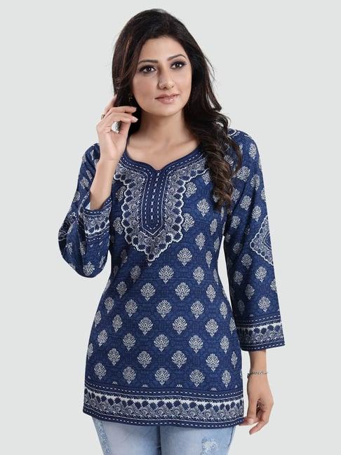 saree swarg blue printed tunic