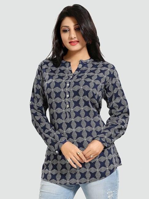 saree swarg navy printed tunic