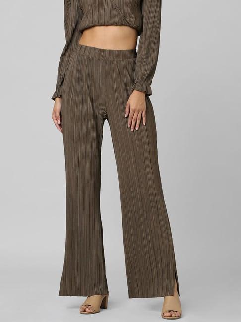 only brown wide leg high rise pants